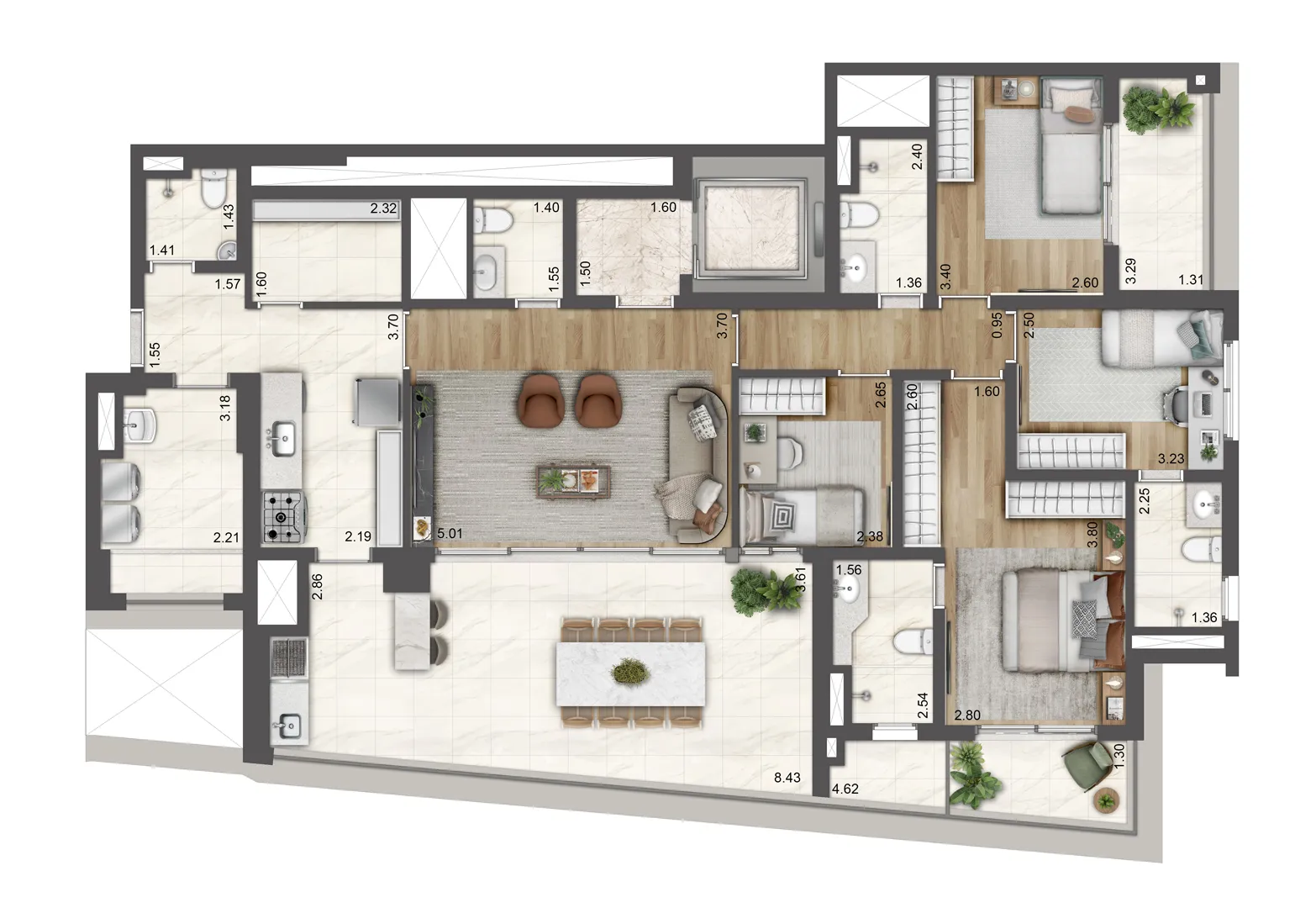 Planta 162m² - 4 Dorms